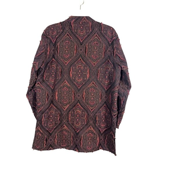 Chicos Floral Jacket L Orange Retro Boho Western Paisley Tapestry Artsy Classic - Picture 4 of 13